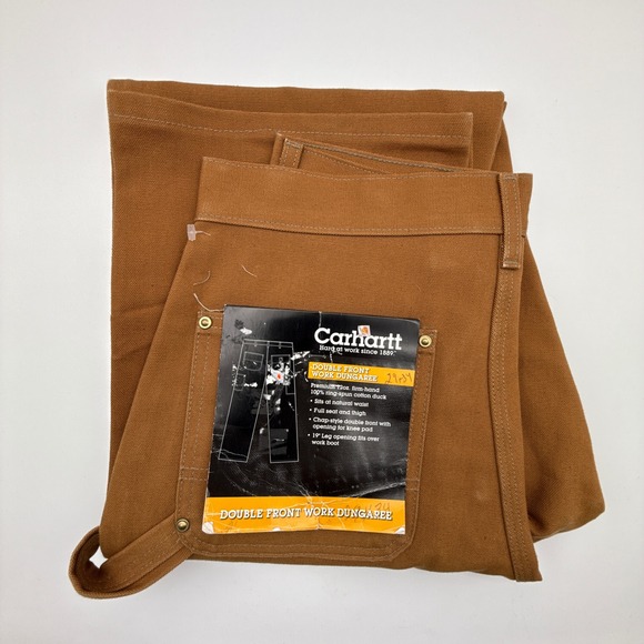 Carhartt Firm Duck Double Knee Work Dungaree Pants Mens 29X34 B01 BRN NWT NOS